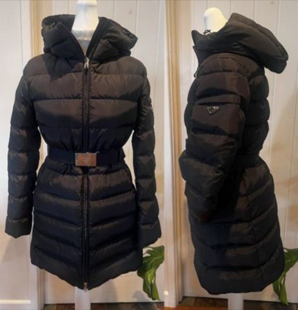 【PRADA23冬】29O364 ベルト付 ロゴ ロングダウンジャケット