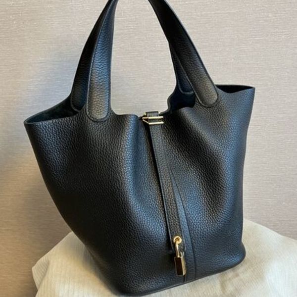 中古品★エルメス★ピコタンロック22(MM) ノワール ゴールド金具