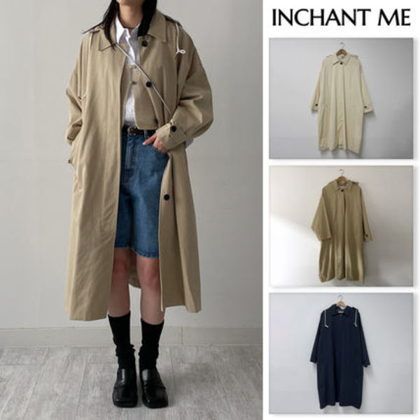 【INCHANT ME】Captain Hood Neck Trench Coat