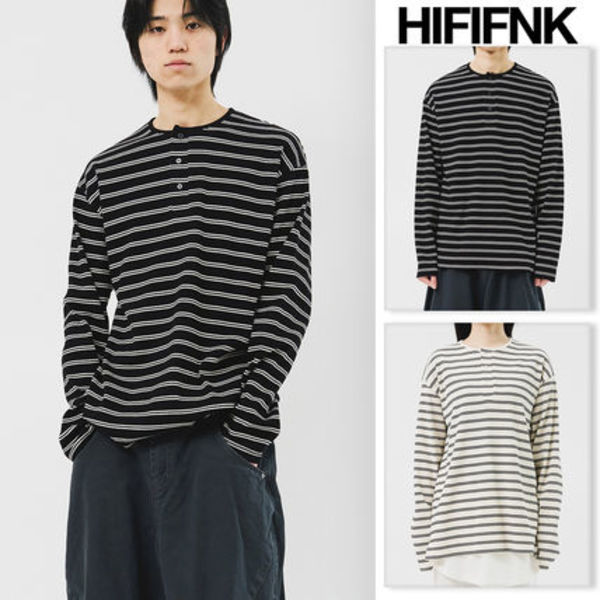 【HI FI FNK】Vu Striped Henley Top