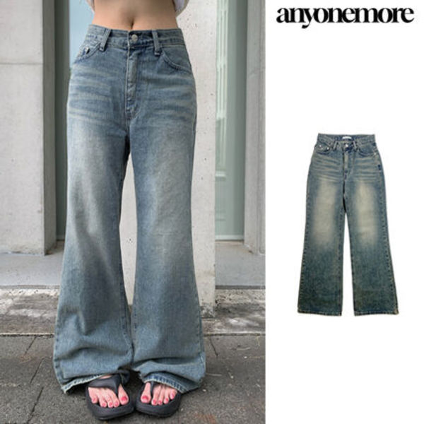 【Anyone more】Lacey Bootcut Wide Vintage Washing Denim PT