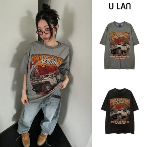【U LAN】Salted Truck Vintage Over Short Sleeve Tee