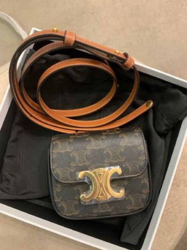 CELINE ★ミニ クロード トリオンフキャンバス ショルダーバッグ