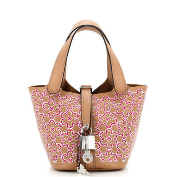 HERMES Picotin Lock Lucky Daisy Printed Swift Micro