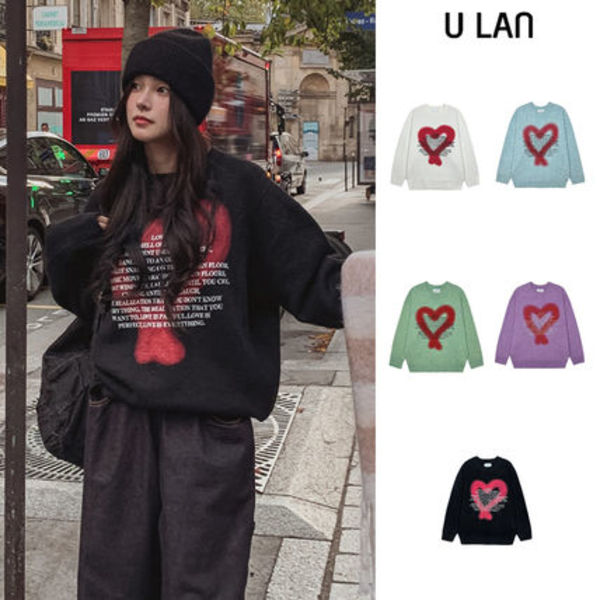 【U LAN】Kuro spray heart wool knitwear