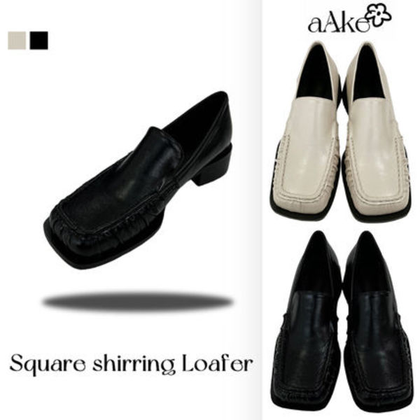 【AAKE】SQUARE SHIRRING LOAFER