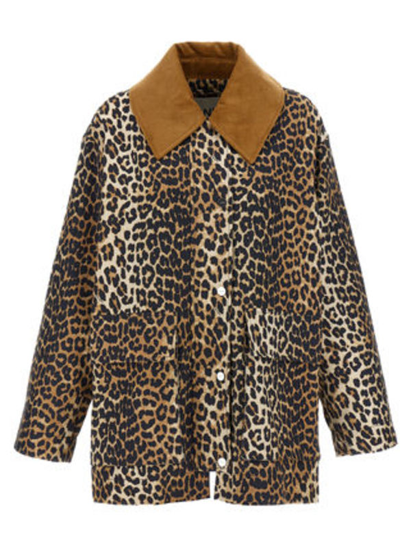 Ganni 'Leopard Printed Canvas Midi' jacket