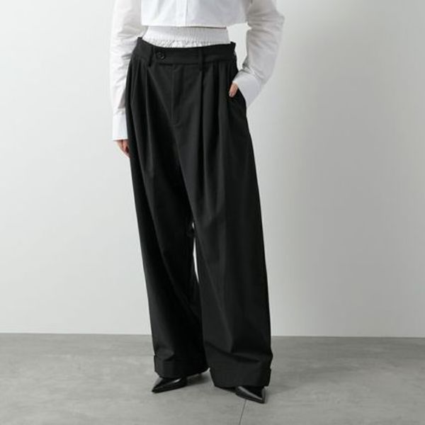 MEIMEIJ ダブルウエスト スラックス M4IH07 ワイド タックパンツ