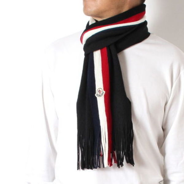 モンクレール MONCLER メンズ トリコロール ウールマフラー