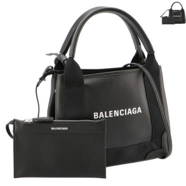 BALENCIAGA トートバッグ XS レザー バッグ NAVY CABAS XS