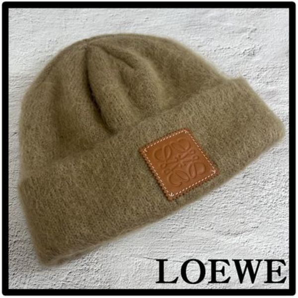 ☆関税込☆LOEWE★ロエベ 帽子 ニット帽 ロゴ ビーニー★BROWN