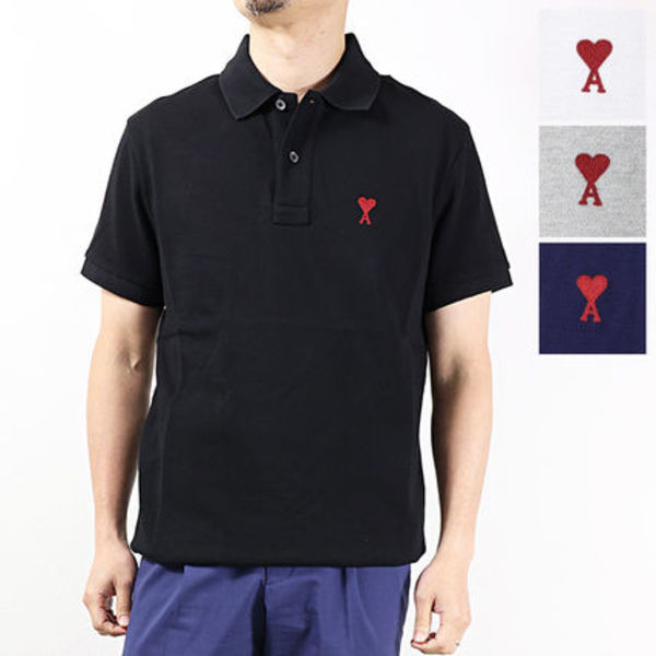 AMI PARIS ポロシャツ 半袖 鹿の子 コットン BFUPL001.760