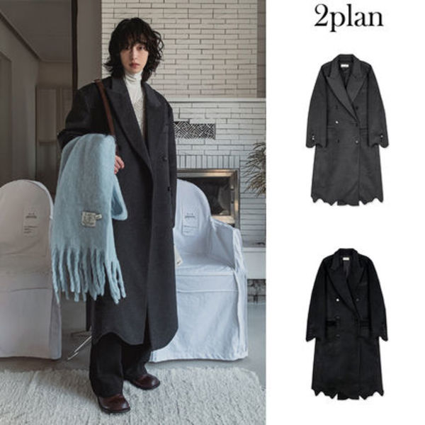 【2plan】Leak damage wool double coat
