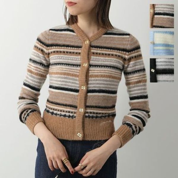 GANNI カーディガン Soft Wool Stripe Cardigan ニット