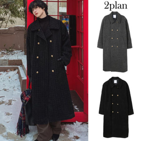 【2plan】Premium Ordinary Tweed Maxi Long Coat