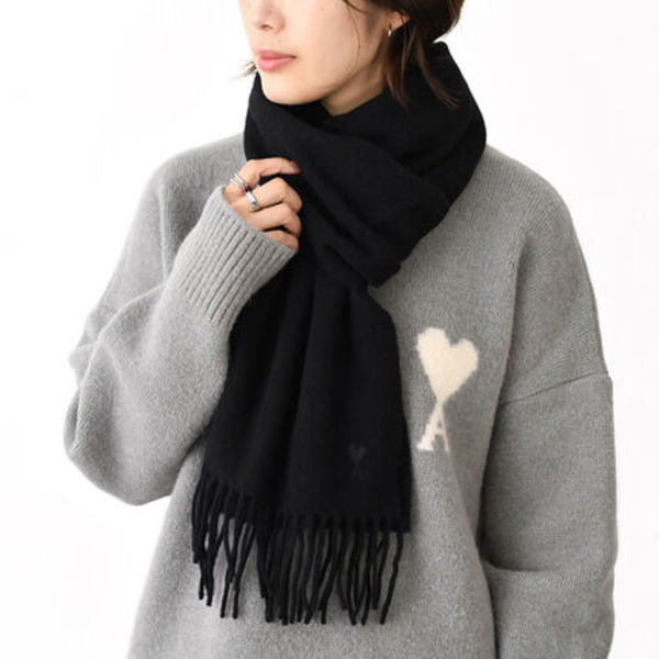【国内即発】AMI PARIS Ami De Coeur ウール フリンジ スカーフ