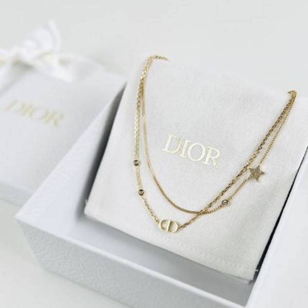 【DIOR】PETIT CD ダブルチェーン ネックレス ☆CDロゴ&星☆