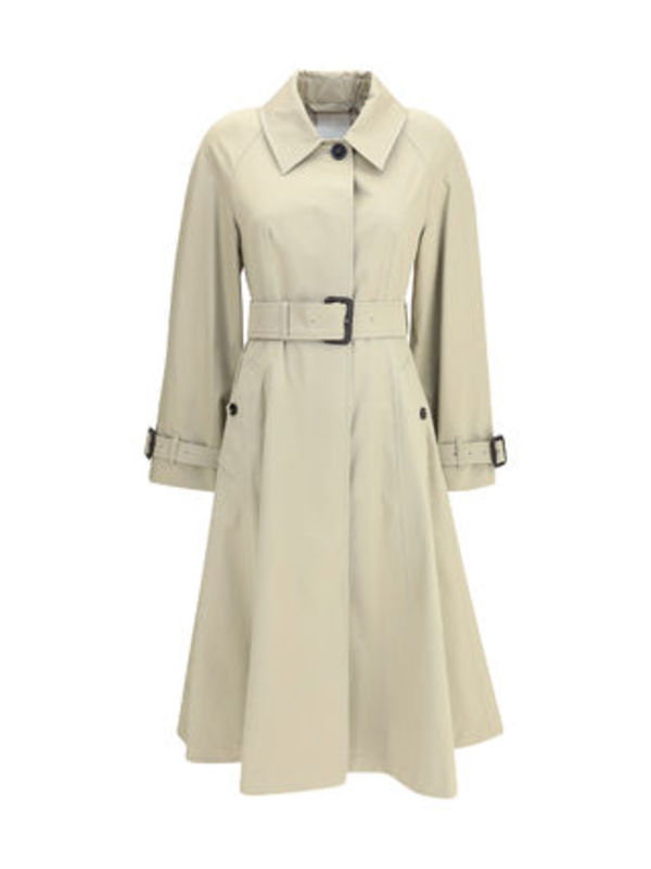 BURBERRY ELLINGHAM FIT-AND-FLARE LONG GABARDINE TRENCH COAT