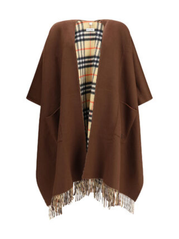 BURBERRY REVERSIBLE CHECK WOOL CASHMERE CAPE