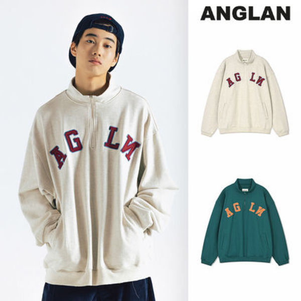 【ANGLAN】24FW★ [AG] Applique Sweat Half Zip Up