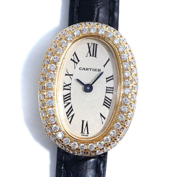 カルティエ ミニ ベニュワール K18YG ダイヤベゼル レディース
