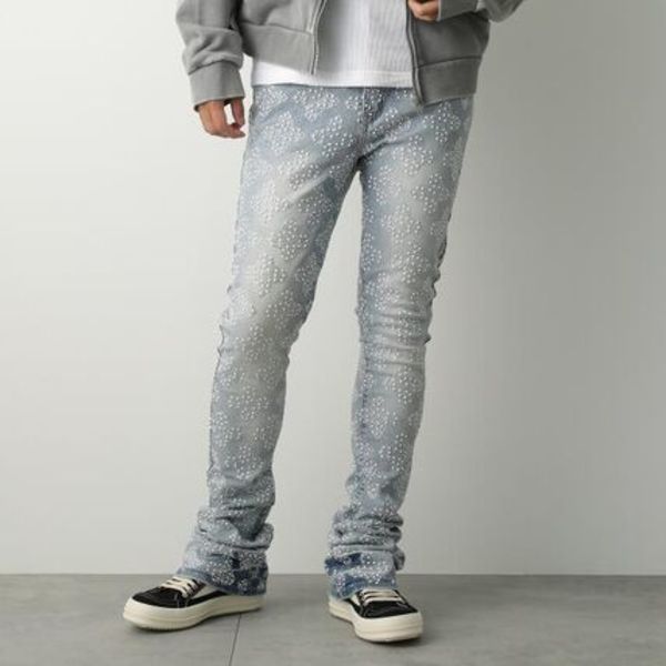 GUAPI ジーンズ Aqua Blue Embellished Denim V4 ラインストーン