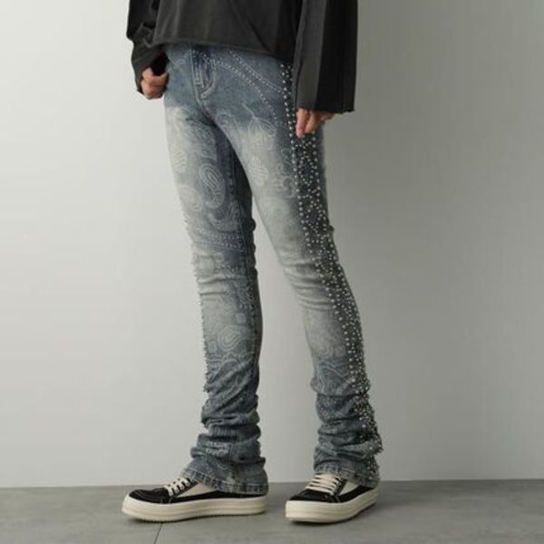 GUAPI ジーンズ Aqua Blue Rivets Stacked Denim フレア