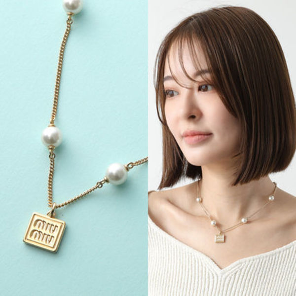 MIUMIU ネックレス 5IC127 2F89 チャーム 人口パール