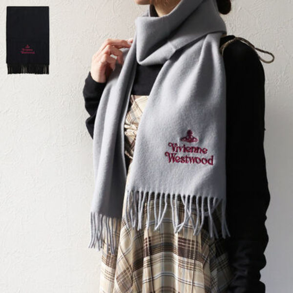 VivienneWestwood マフラー Embroidered フリンジ 81030007W00Q7