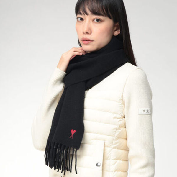 AMI PARIS マフラー Ami de Coeur ハートロゴ刺繍 ウール