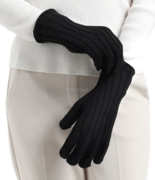 Margaret Howell| (CHUNKY RIB GLOVE - BLACK (UNAC0532A24