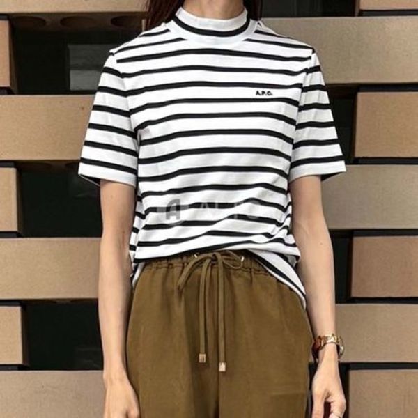 A.P.C  アーペーセー ボーダー ロゴ刺繍 Tシャツ  半袖