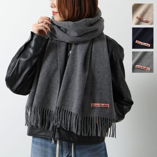 Acne Studios マフラー CA0210 ウール 無地 フリンジ