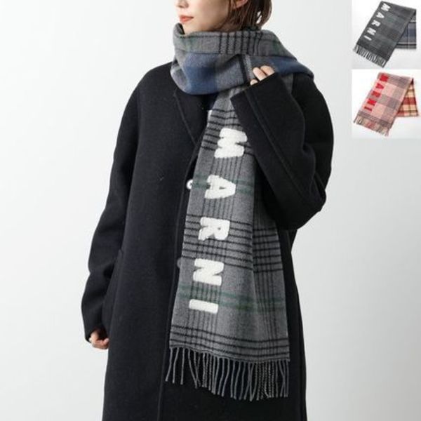 MARNI マフラー SCMC0119Y0 UAW035 ロゴ フリンジ