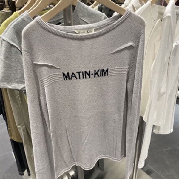 ★Matin Kim★GLITTER SLIM LOGO KNIT TOP