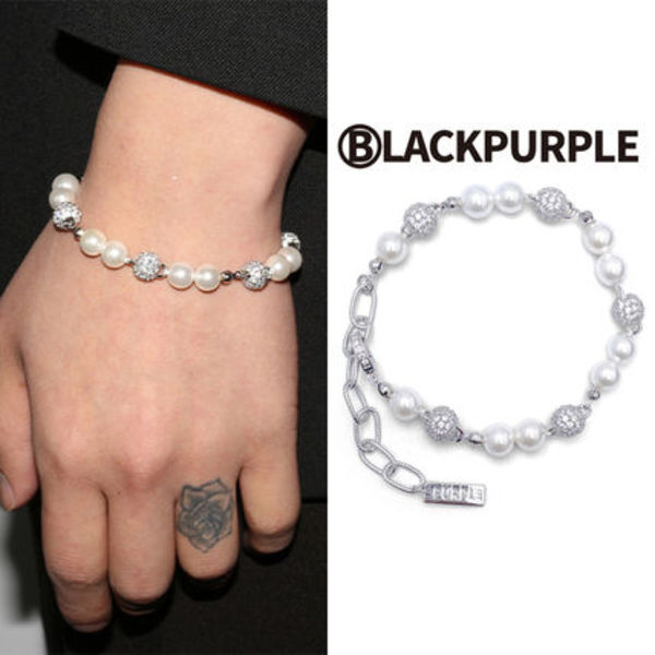 ★BLACKPURPLE★送料込み★Yeriel Pearl Ball Cubic Bracelet