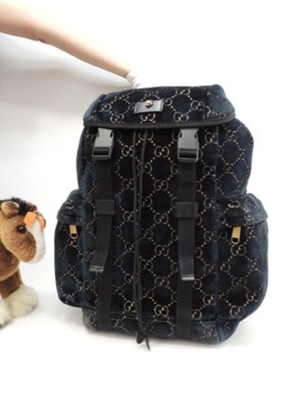 グッチ バックパック大 タイガー ベロア青系 リュックサック