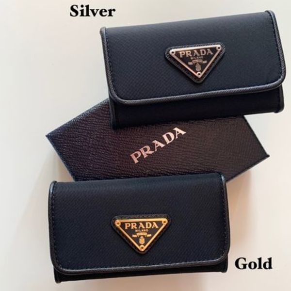 選べる金具お色☆《PRADA》ナイロン+saffiano 6連キーケース 黒