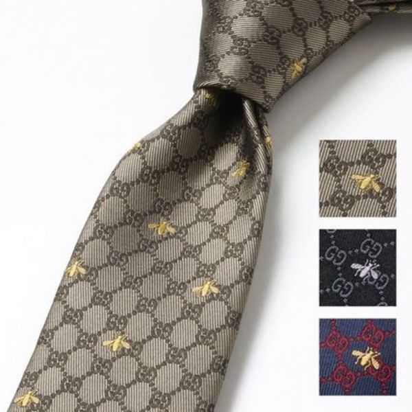 GUCCI シルクネクタイ 545078 4E002 GGロゴ ハチ