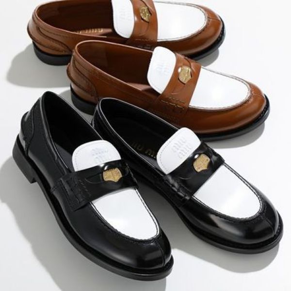 MIUMIU ペニーローファー 5D773D ULX ロゴ レザー