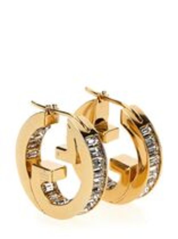 【GUCCI】Blondie crystal hoop earrings フープ ピアス