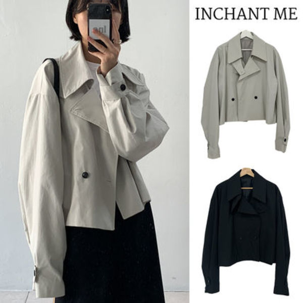【INCHANT ME】High Neck Crop Overfit Trench Jacket