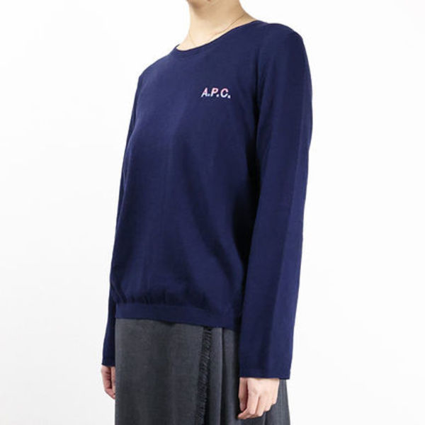 A.P.C. アーペーセー セーター ニット 長袖 クルーネック ロゴ
