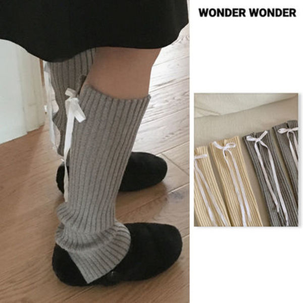 【WONDER WONDER】ribbed knit balletcore ribbon leg warmers