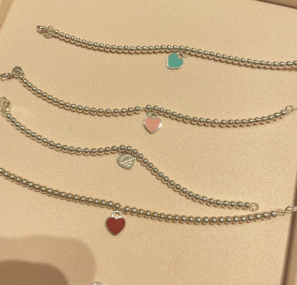【Tiffany】 ハート タグ ビーズ ブレスレット