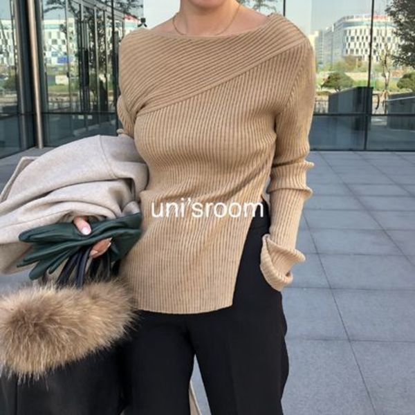 uni's room■3color アシンメトリーリブニット NT-AW20-51