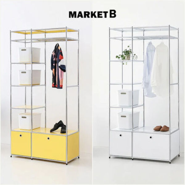 (韓国 MARKET B) SIMPLIE ハンガーラック 1段×2ドア【BC630】