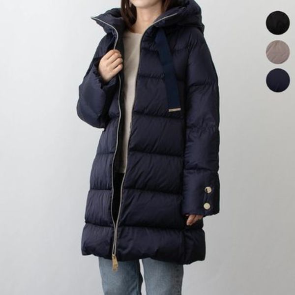 HERNO レディース ダウンコート HOODED SATIN A-SHAPE