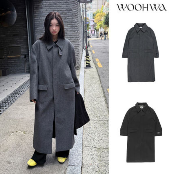 【WOOHWA】WOOL HIGHNECK LONG COAT