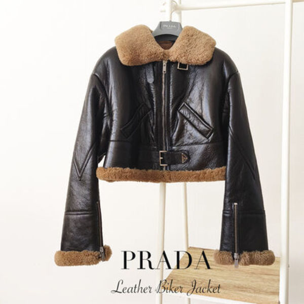 最終セール! PRADA【直営店】クロップド丈シアリングジャケット